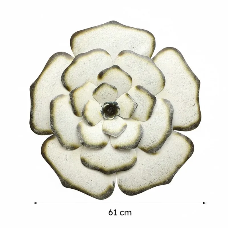 Rose Bloom Metal Wall Accent - White media 5