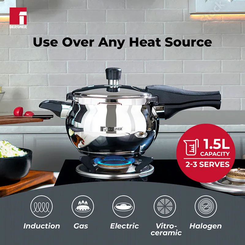 Bergner Stainless Steel Belly Shape Pressure Cooker - 1500 mL media 8