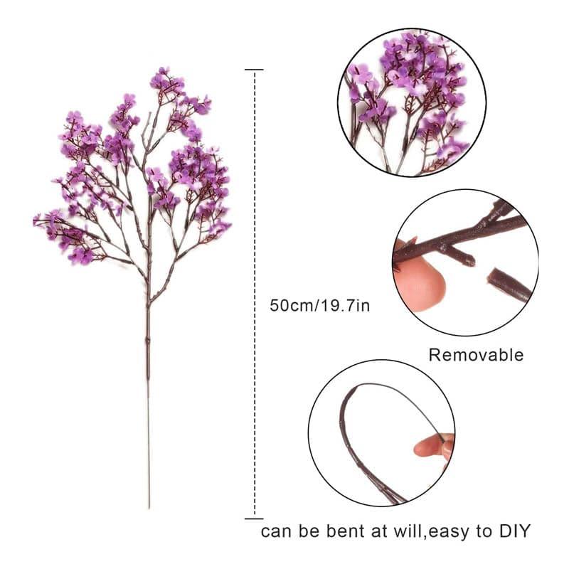 Faux Gypsophila Floral Stick (Purple) - Set Of Four media 5
