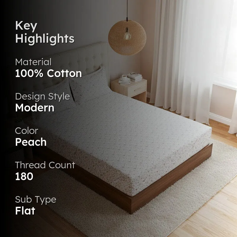 Avani Floral Cotton Bedsheet (Peach) - 180 TC media 2