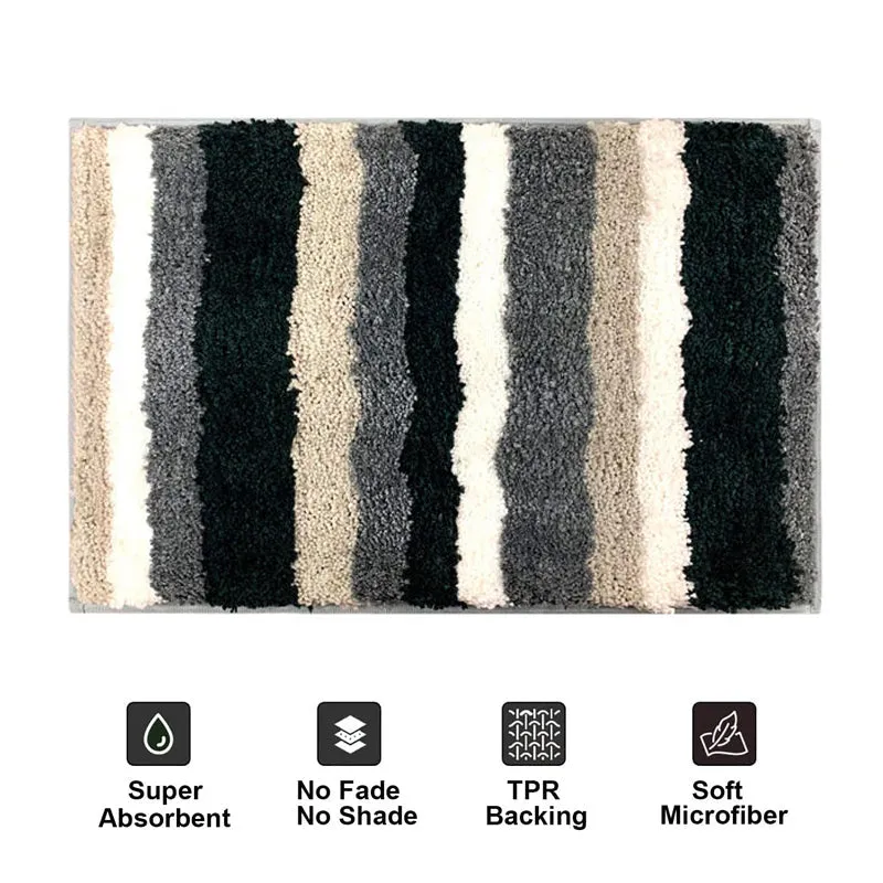 Luxe Stripes Bath Mat - Grey media 6