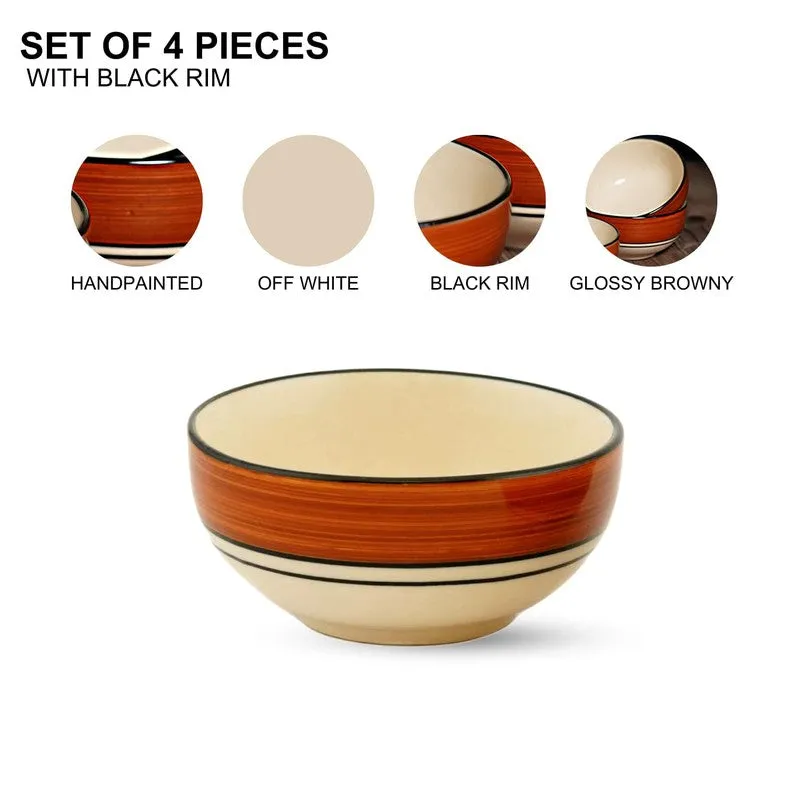 Savora Ceramic Snack Bowls (Brown, 180 mL Each) - Set Of Four media 5