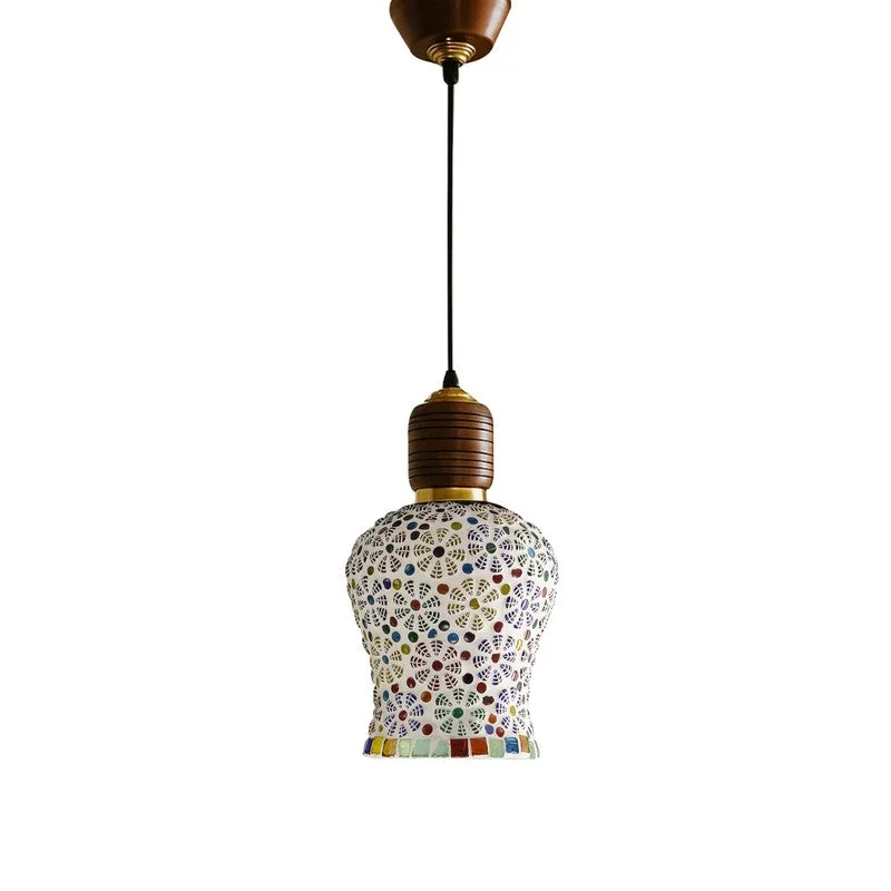 Mosaic Stripe Pendant Wooden Ceiling Lamp media 4