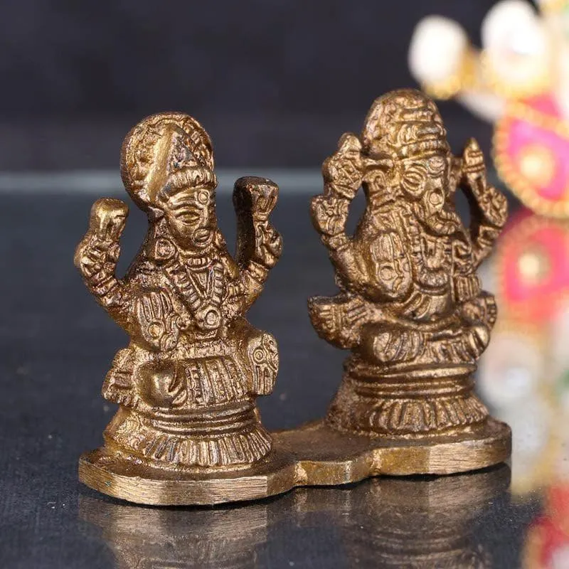 Spiritual Lakshmi Ganesh Brass Idol media 1
