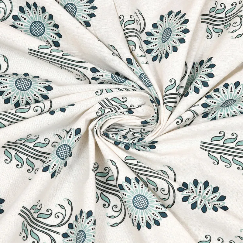 Ananya Floral Printed Cotton Bedsheet (Blue) - 144 TC media 8