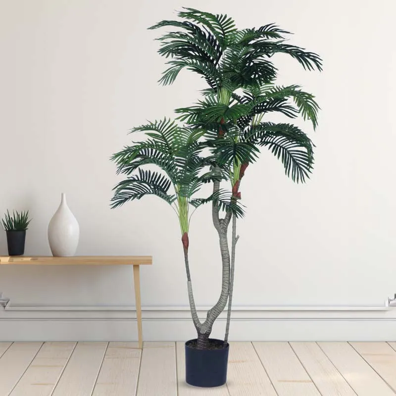 Faux Lush Areca Plam Plant With Black Plastic Pot - 5.6 Feet media 3