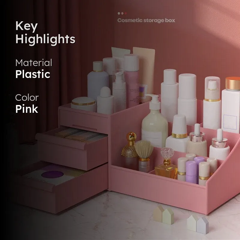 Clutter Free Plastic Desk Organizer - Pink media 2