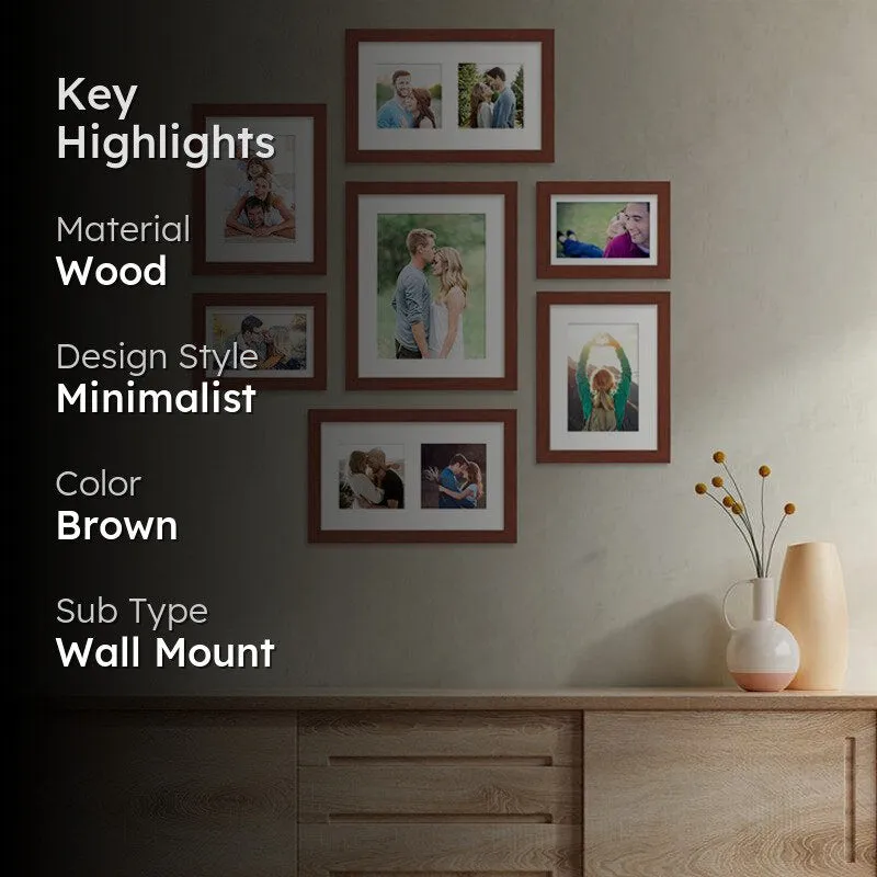 Thyra Synthetic Wood Photo Frame (Brown) - Set Of Seven media 2