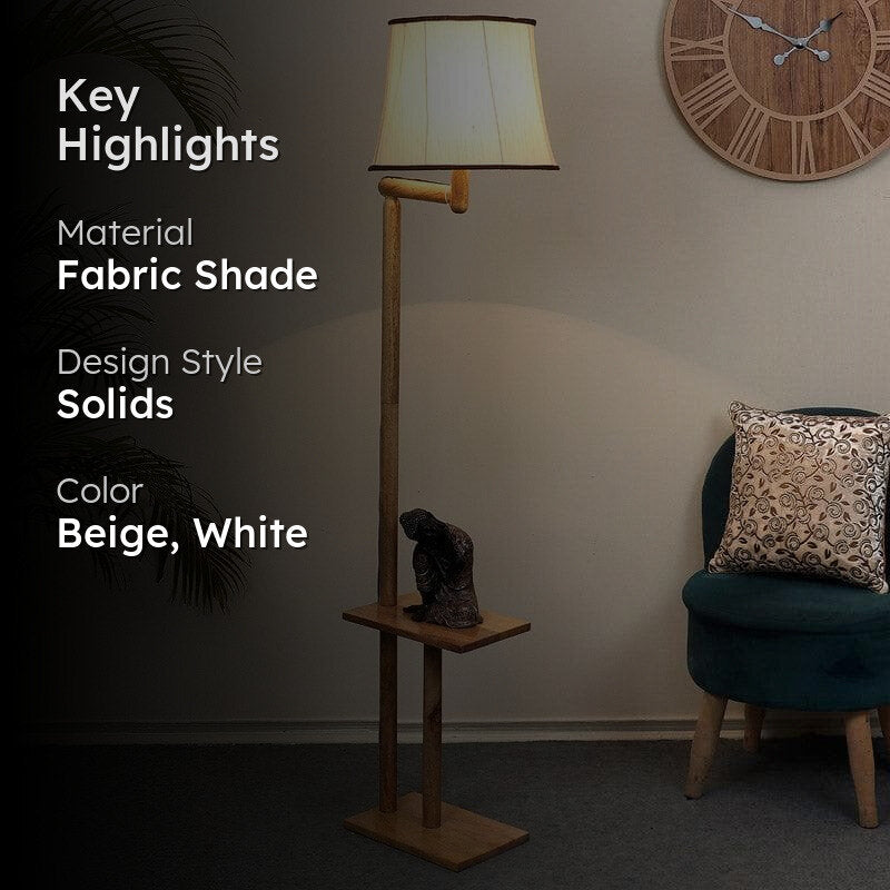 Mishuna Enya Floor Lamp With Shelf - Ivory media 2