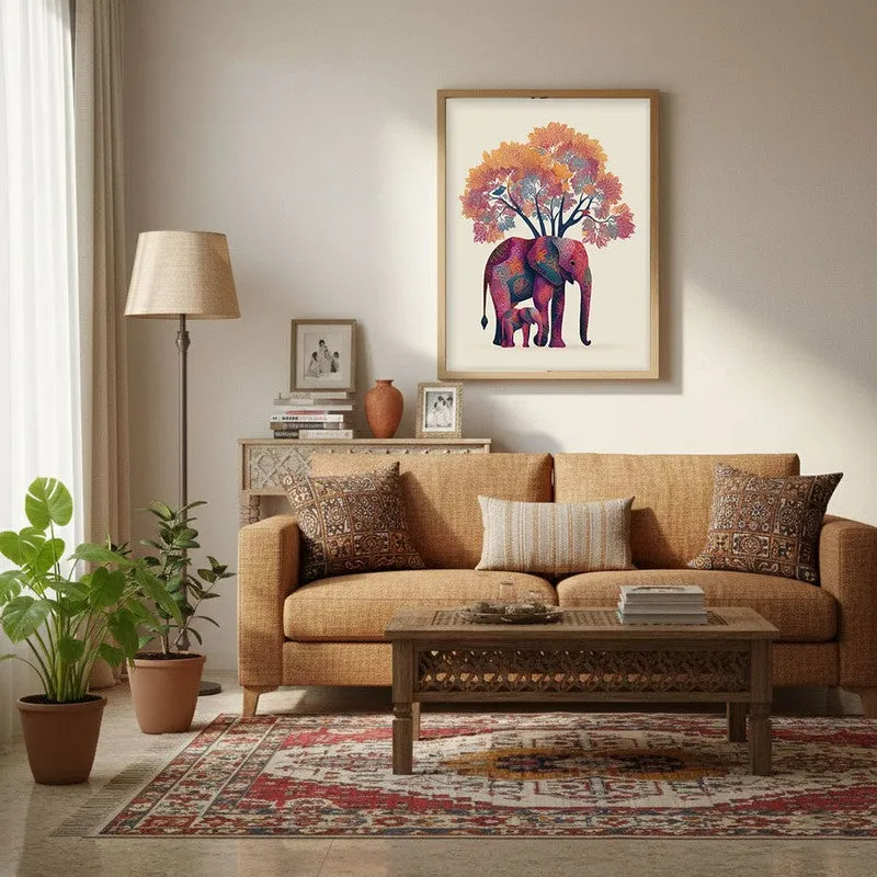 Gajra Canvas Wall Painting With Brown Frame media 4