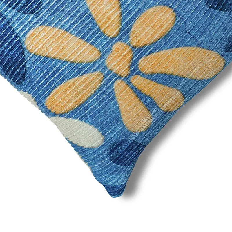 FloralGrace Cushion Cover (Blue, Yellow) - Set Of Two media 4