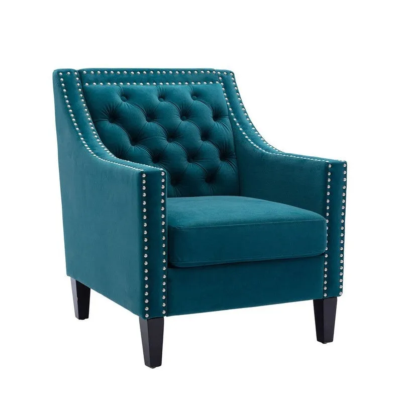Softix Neem Wood Accent Chair - Blue media 5