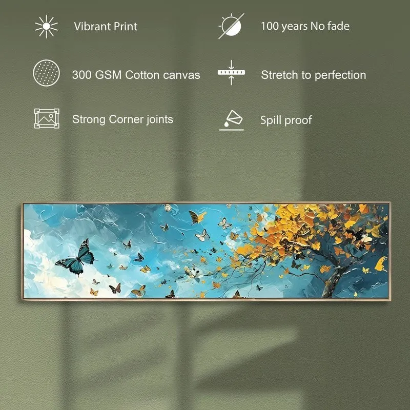 Jardin De Papillons Canvas Wall Art With Frame - Gold & Blue media 4
