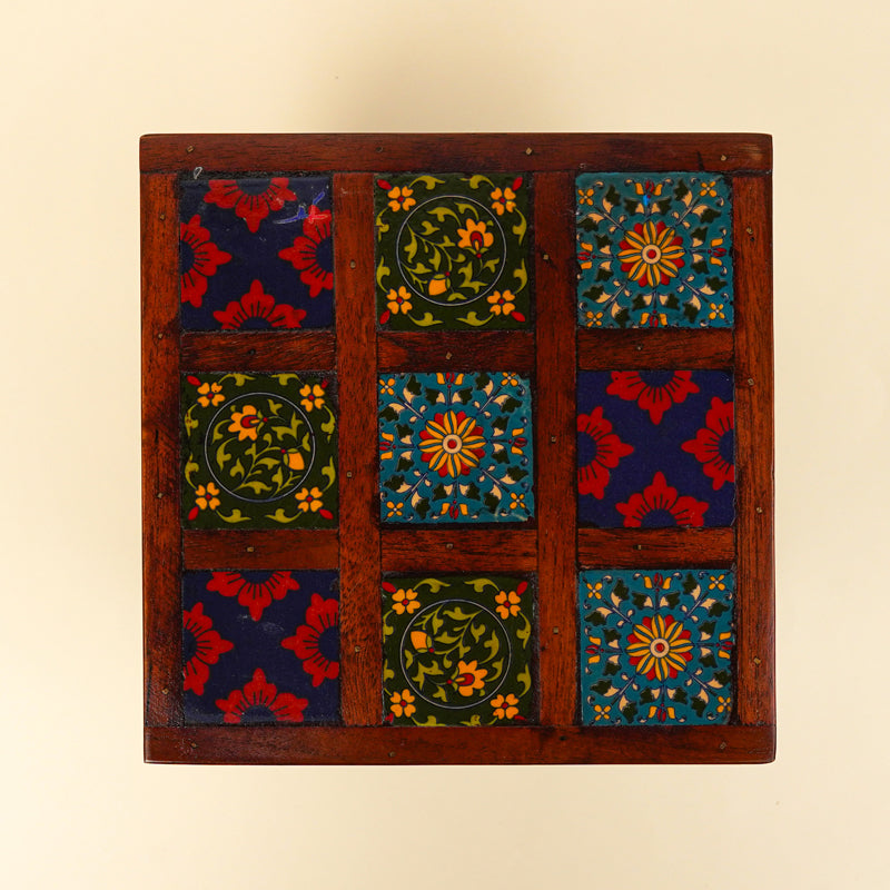 Athangudi Mango Wood & MDF Stool - 8 inch media 6