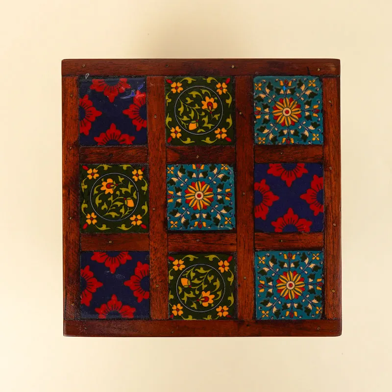 Athangudi Mango Wood & MDF Stool - 8 inch media 6