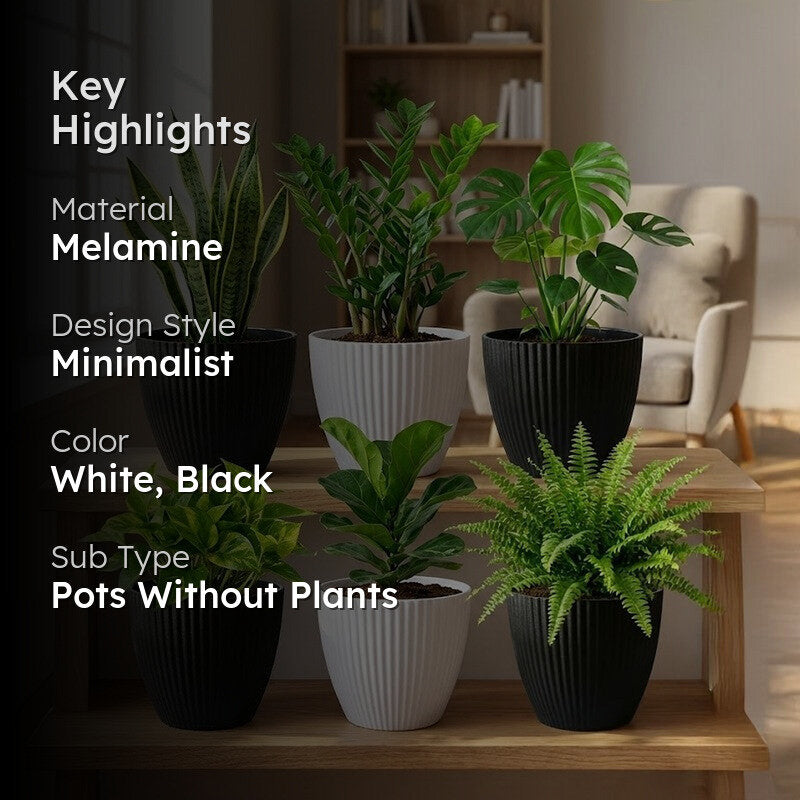 Arelis Ribbed Melamine Planter - Set Of Six media 2