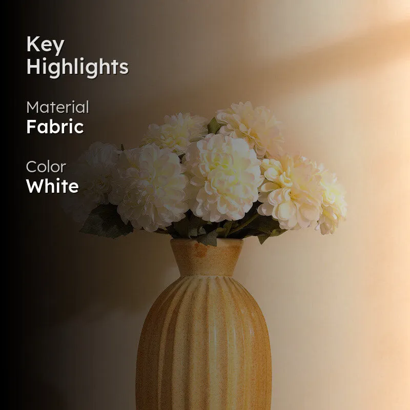 Artificial Realistic Chrysanthemum Flower Stick (White) - Set Of Five media 2