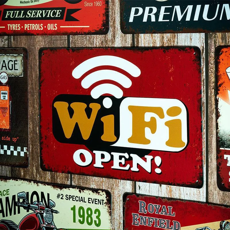 Open Wifi Retro Metal Wall Accent media 1