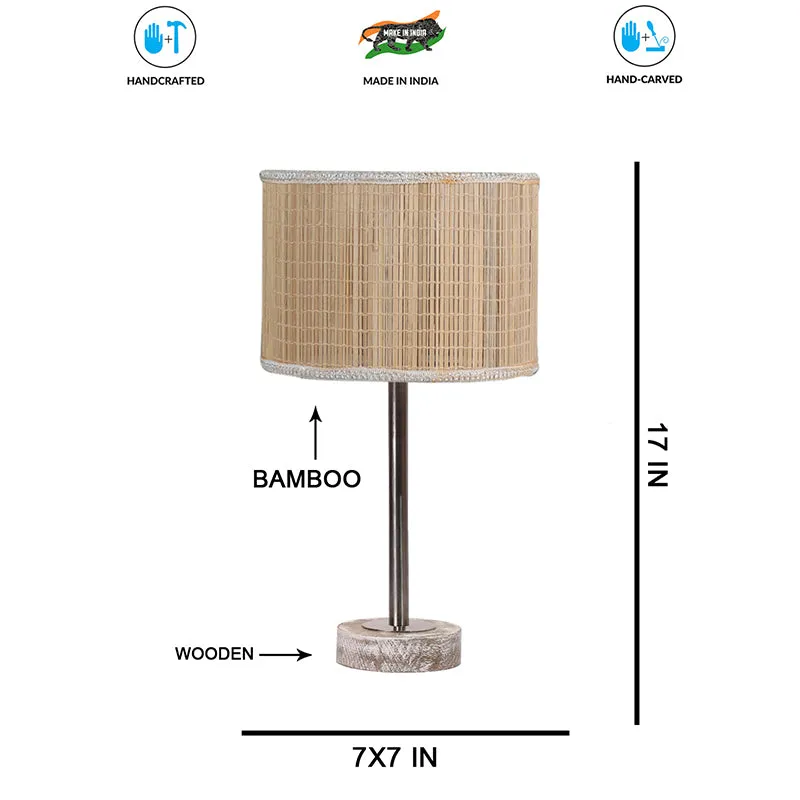 Bambou Rodin Wooden Table Lamp - Beige,Silver,White media 7
