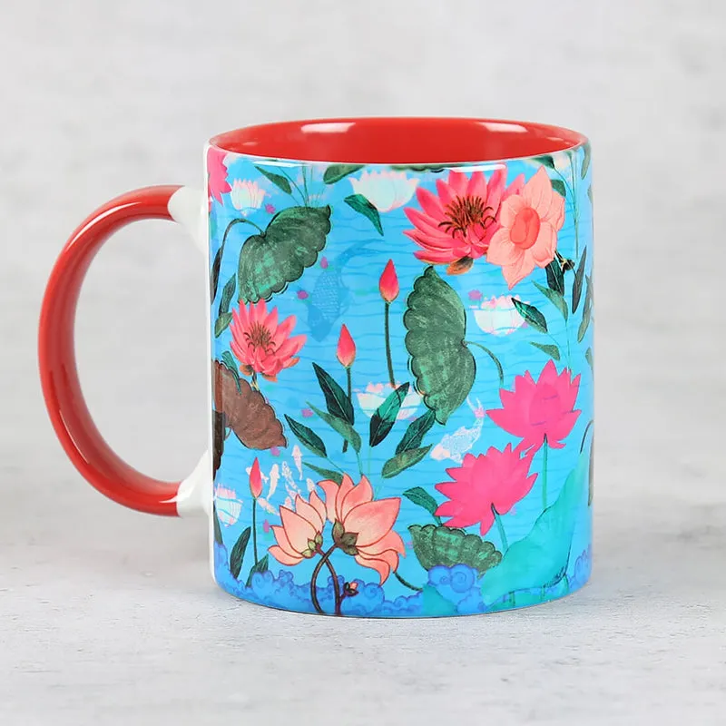 India Circus Bloomin Ceramic Mug With Coaster (325 mL Each) - Four Piece Set media 5