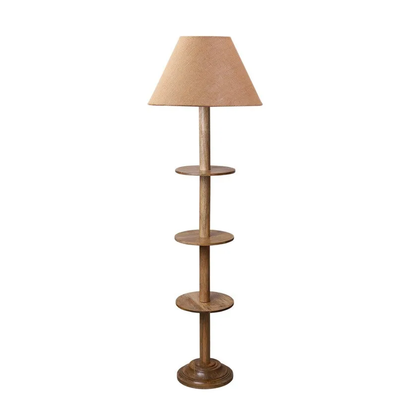 Vintage Glow Wooden Floor Lamp - Beige media 5