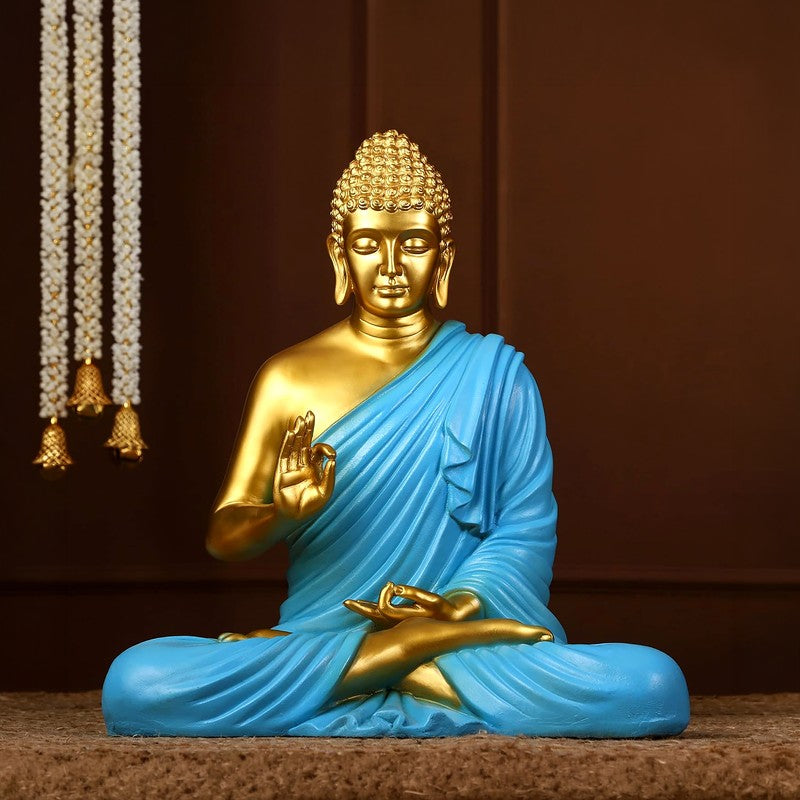 Dhyaan Bliss Buddha Marble Showpiece - Blue
