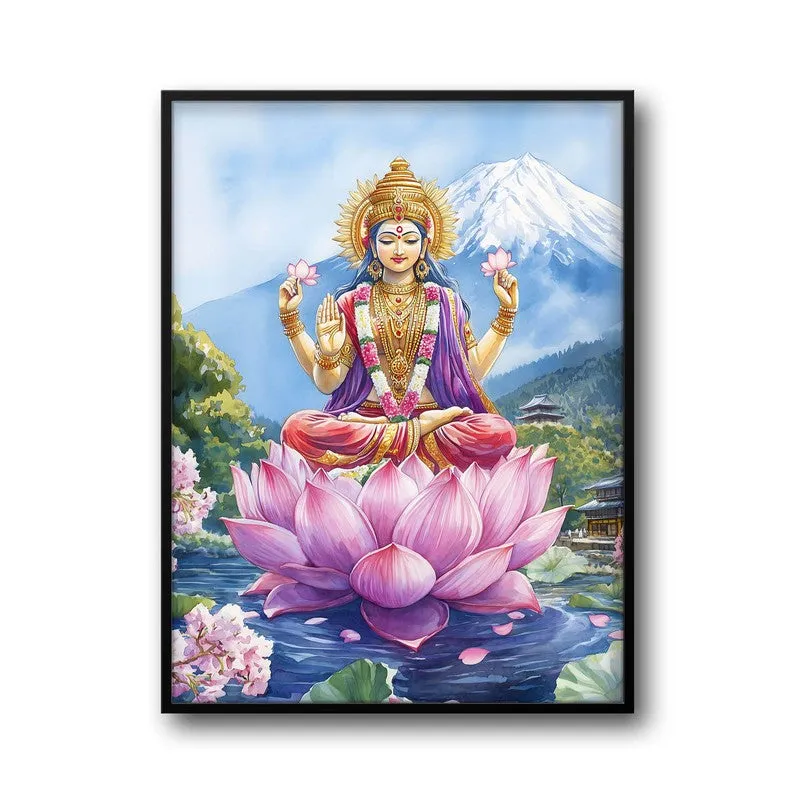 Shree Radhe Shyam Spiritual Archival Paper Wall Painting With Frame - Black media 5