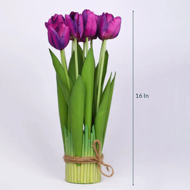 Artificial Tulip Flower Bunch Timeless Charm - Purple media 5