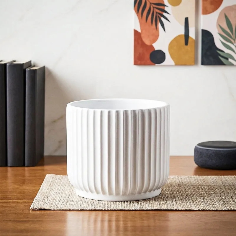 Ugaoo Phoenix Ceramic Pot (21 CM) - White media 1