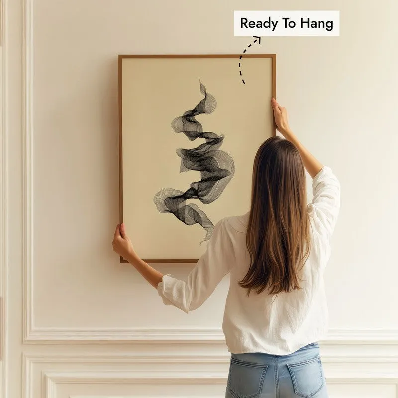 Calligraphy of Calm Archival Paper Wall Painting With Brown Frame media 5