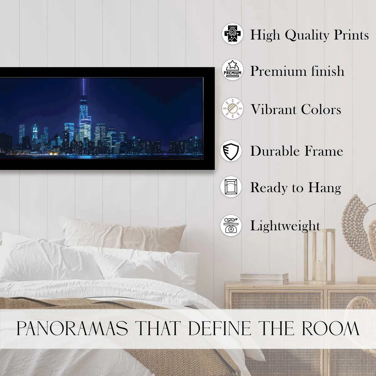 Noctra Night City Skyline Wall Painting With Frame media 3