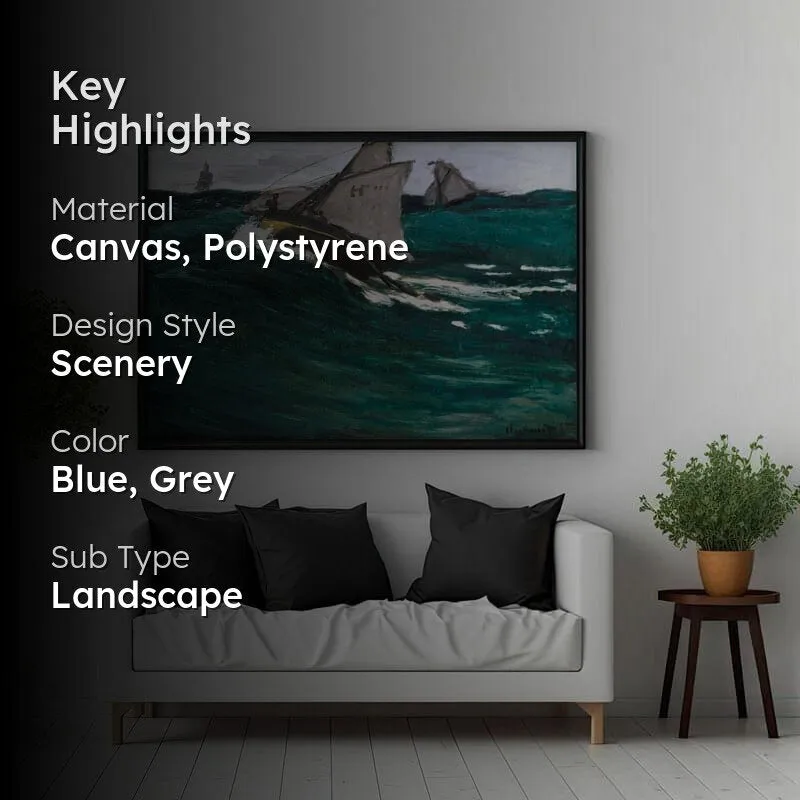 The Green Wave 1867 By Claude Monet - Black Frame media 2