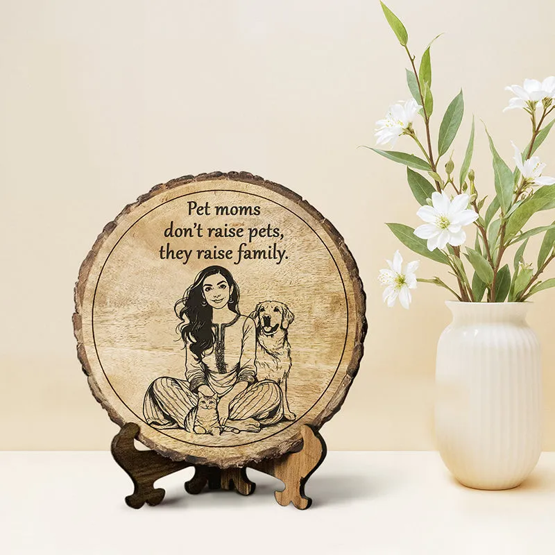 Pet Moms Wooden Showpiece - Round media 1