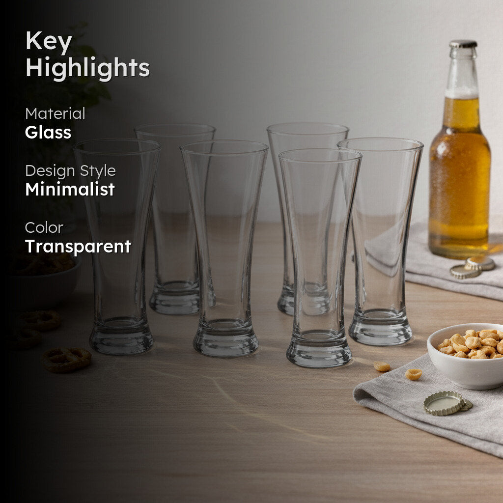 Qurio Beer Glass(350 mL Each) - Set Of Six media 2