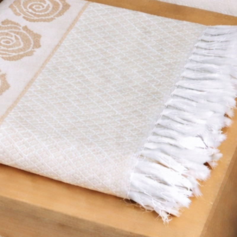 Rosette Cotton Bath Towel (Beige) - Set Of Two media 6