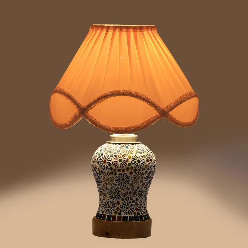 Santora Arc Pleated Wooden Table Lamp media 6