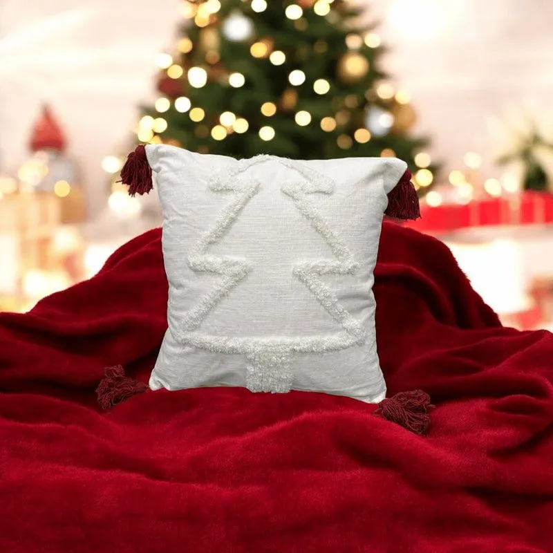Whimsy in White  Cotton Christmas Cushion Cover media 4