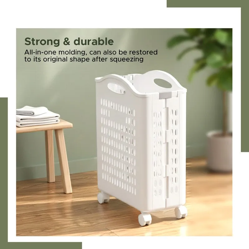 Laxis FoldNest Rolling Plastic Laundry Basket - White media 6