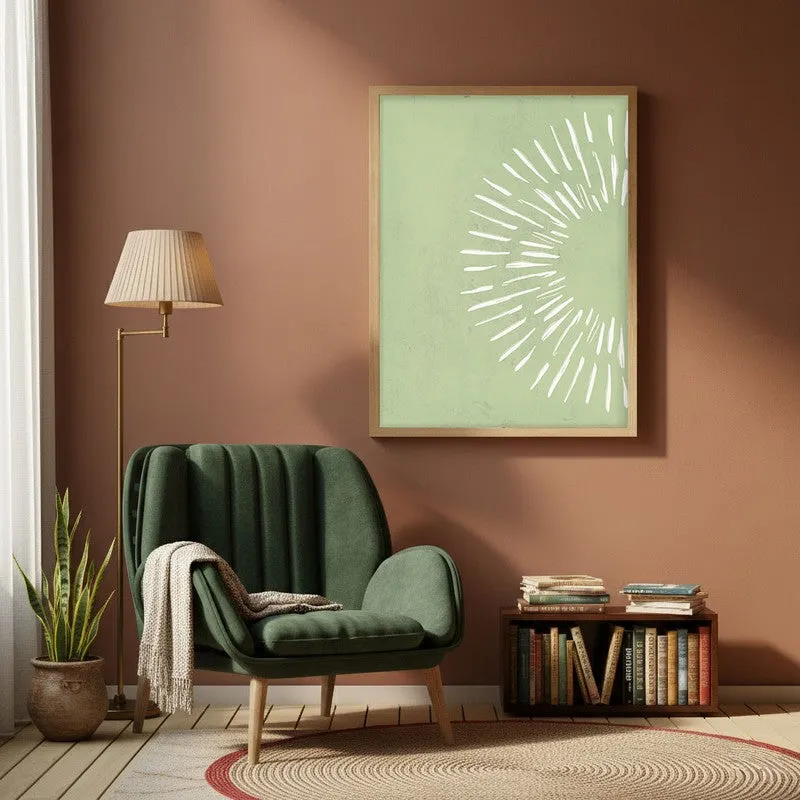 Pastel Sunray Canvas Wall Painting With Brown Frame media 1