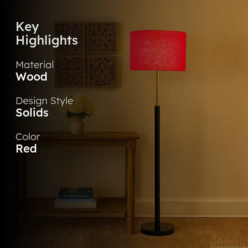 Nordic Glow Wooden Floor Lamp - Red media 2