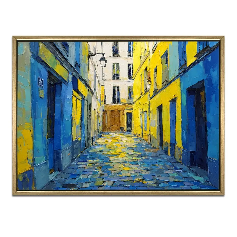Sunlit Lane Canvas Wall Painting With Frame media 3