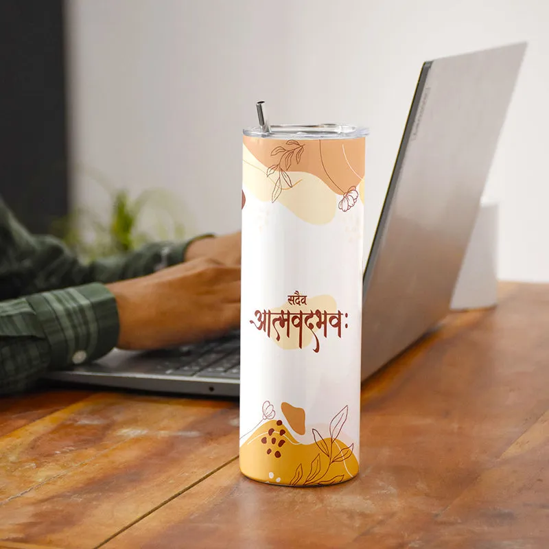 Doodle Motivation Steel Tumbler With Lid & Straw - 490 mL media 1