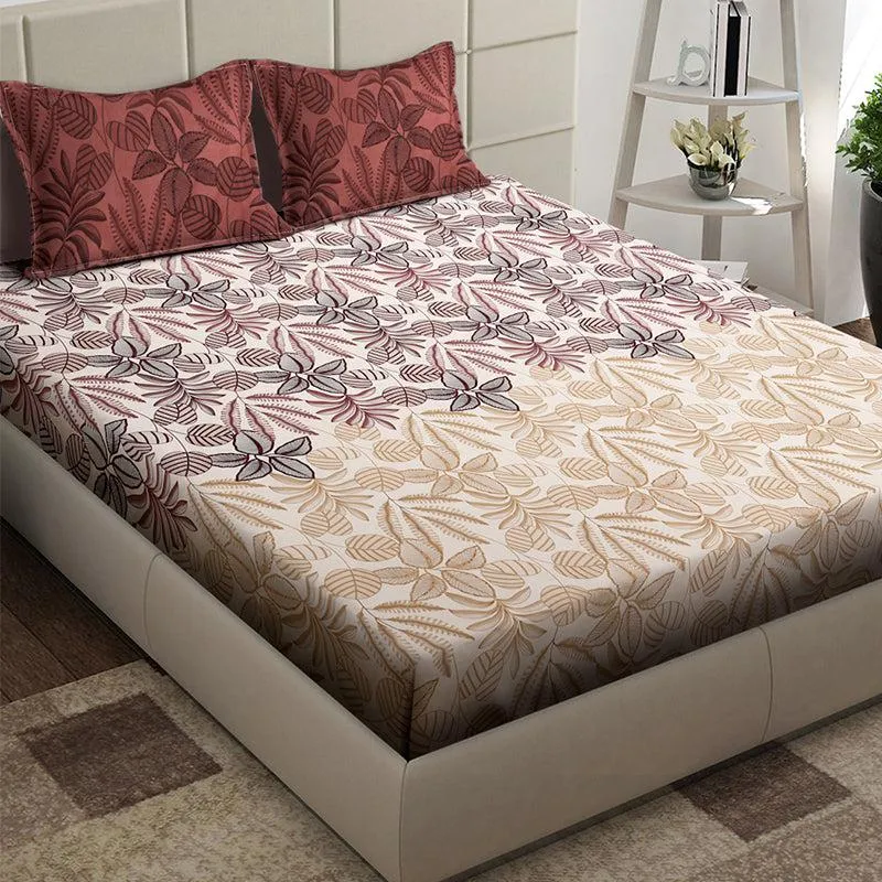 Cami Floral Bedsheet (Brown) - 150 GSM media 1