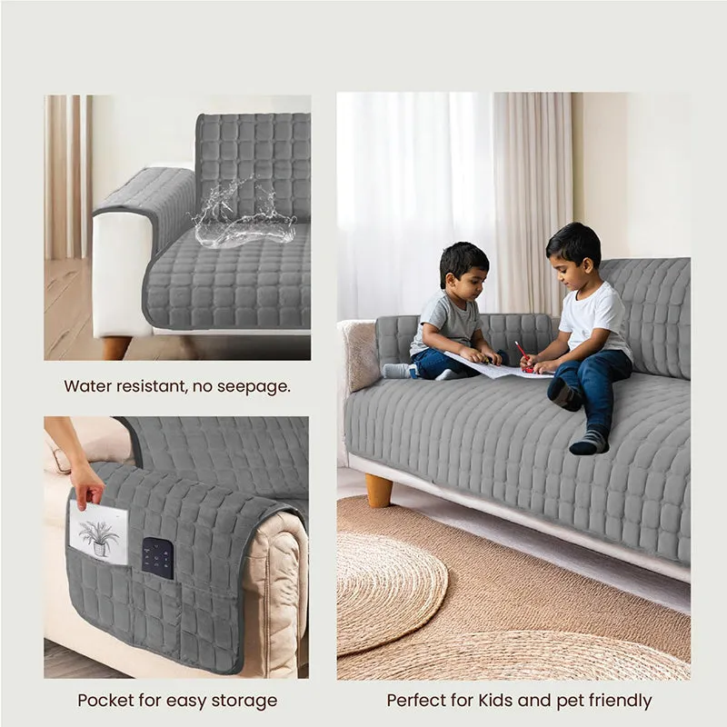Urban Space Grey Textured Sofa Cover media 5