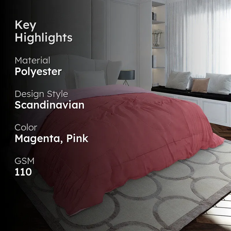 Monte Carlo Softelle Solid Polyester Reversible Comforter (Magenta & Light Pink) - 110 GSM media 2