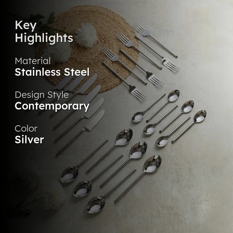 Kresta Stainless Steel Cutlery Set (Silver) - Twenty Four Piece Set media 2