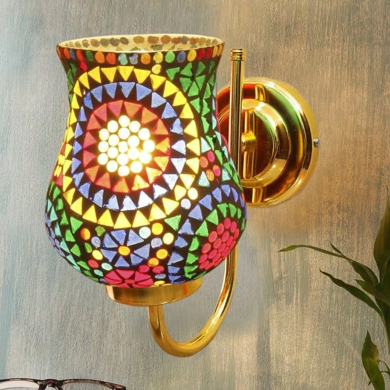 Galora Mandala Goblet Glass & Metal Wall Lamp media 1