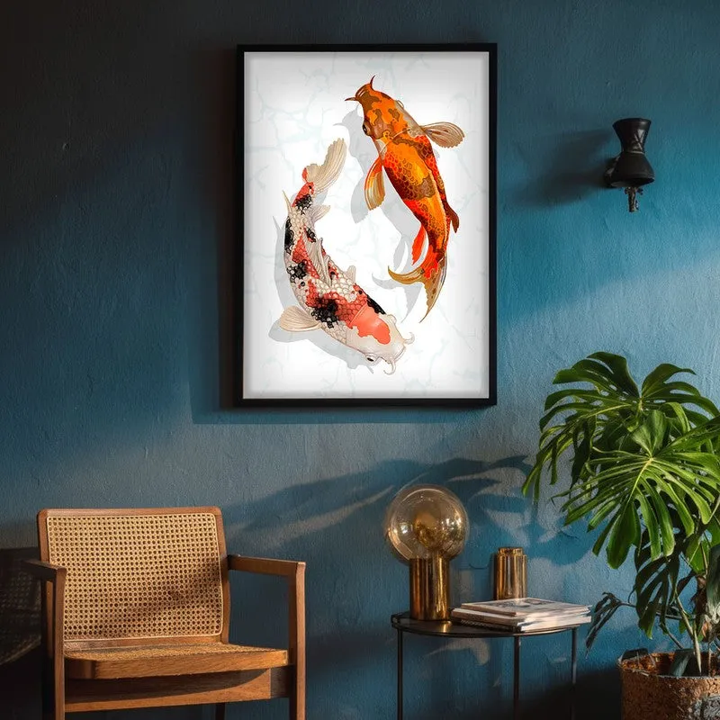 Koi Harmony Archival Paper Wall Art With Frame media 4