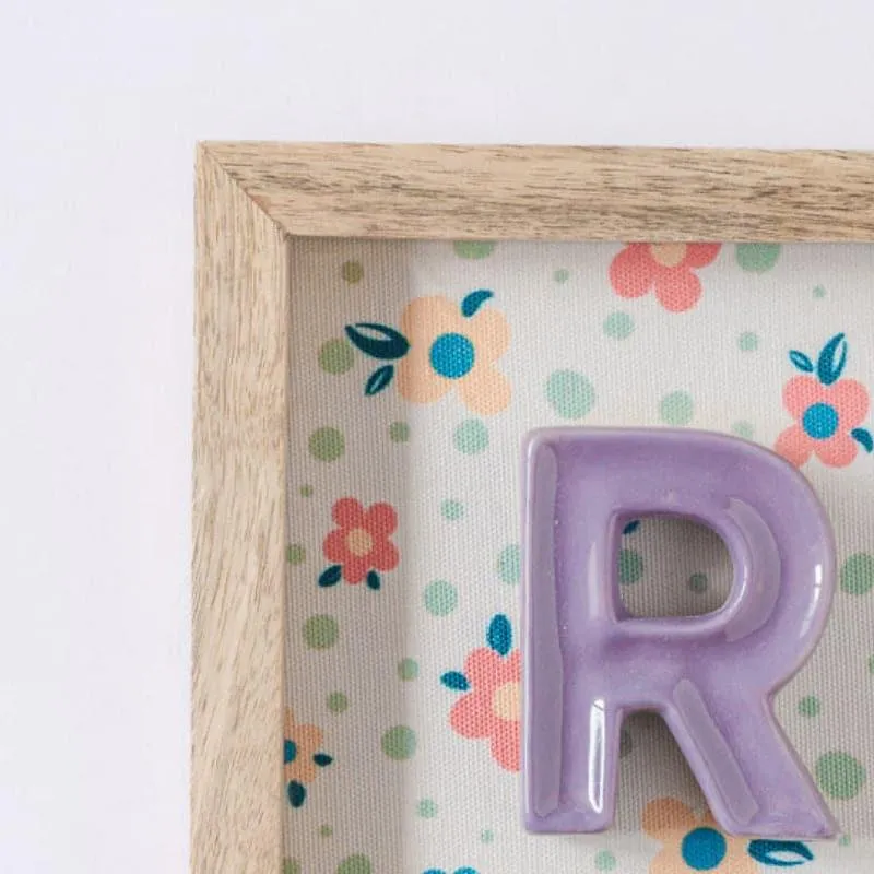 (R) Mini Mottled Mono Ceramic & Wooden Wall Accent - Purple media 3