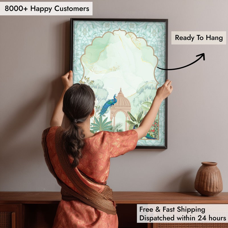 Jannat - e -Gul Framed Mughal Canvas Wall Painting media 7